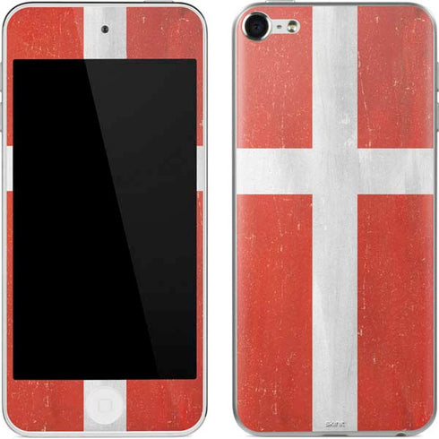 Denmark Flag Distressed Apple iPod Skin